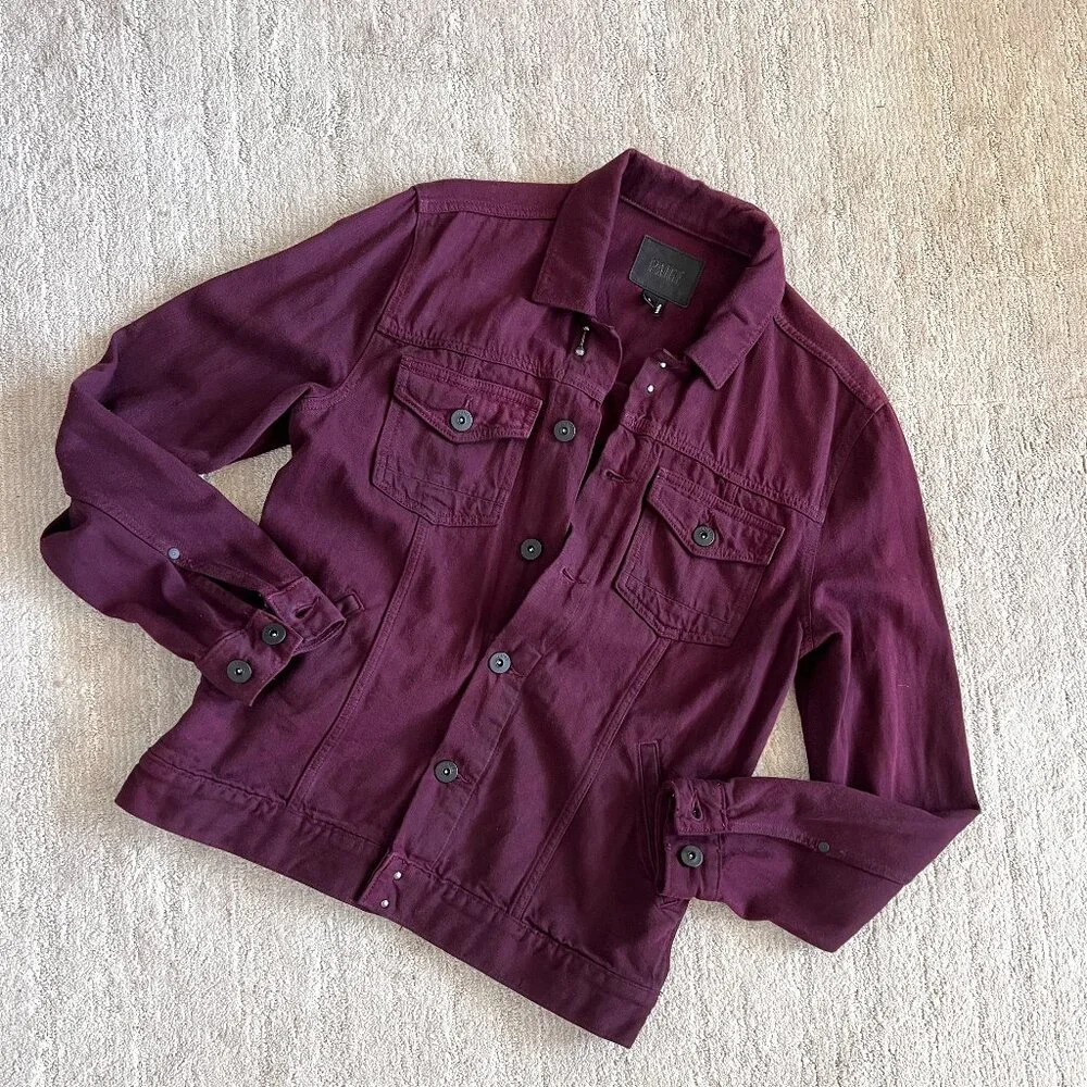 Paige Jacket - Scout Denim - Dark Burgundy - Trucker - Size Small - Picture 1 of 13